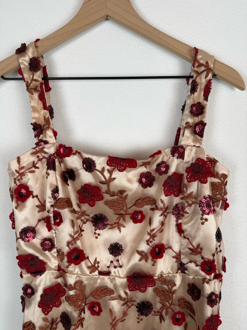 Lulu’s So Excited Nude Embroidered Sequin Skater Dress XL - Picture 5 of 11